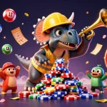 快连 optimizes your gaming experience with vibrant, dynamic lottery elements and cartoon characters celebrating wins.