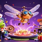 Play exciting slot games with ck33 at a vibrant casino scene featuring dynamic characters and elements.