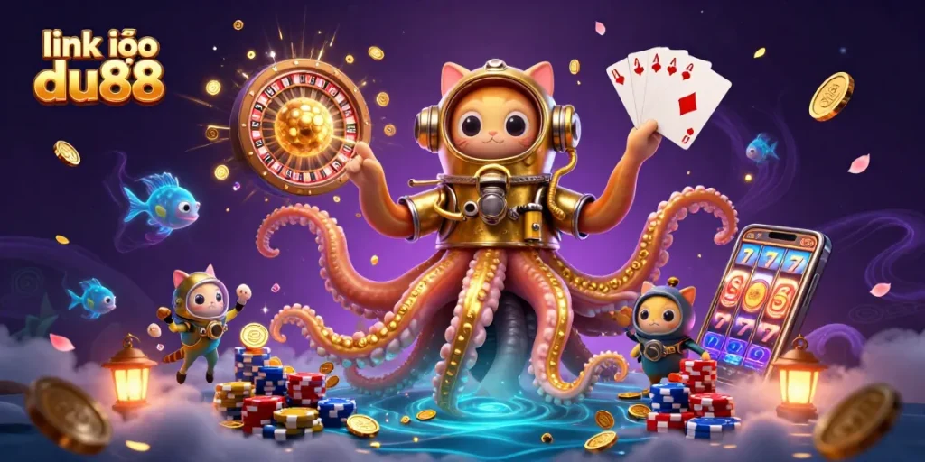 Engage with link vào du88 and discover thrilling casino adventures amidst a mythical scene.