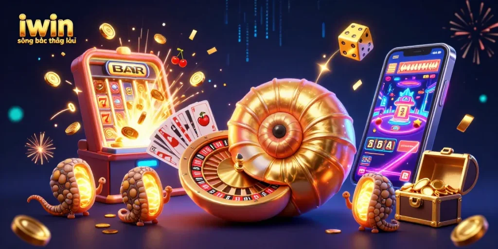 Experience the thrill of iwin sòng bạc thượng lưu with vibrant casino elements in a stunning illustration.
