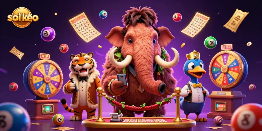 Bet on exciting soi kèo action with vibrant characters and dynamic game elements in a rich casino scene.