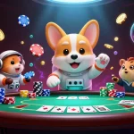 Experience thrilling action at five88 with a cartoon astronaut corgi in a dynamic casino scene.