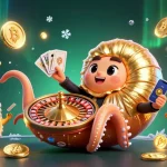 Engage with crazyvegas real money online casinos Australia featuring a vibrant 3D nautilus and glowing crypto coins.
