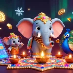Experience the excitement of online casino Australia with dynamic 3D illustration featuring a colorful elephant!