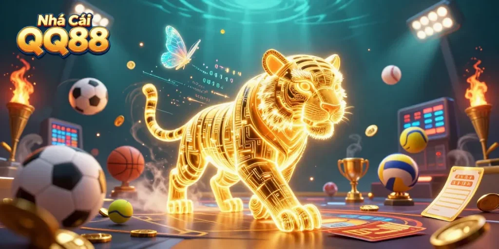 Experience thrilling gaming with Nhà Cái QQ88 in a vivid digital casino landscape.