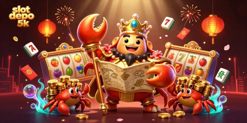 Experience thrilling action at slot depo 5k with vibrant 3D illustrations capturing exciting casino moments.